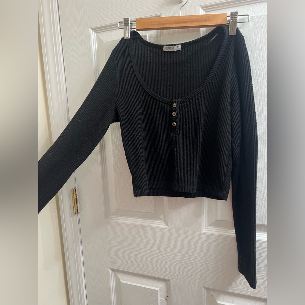 Cotton On ribbed long sleeve Crop Top